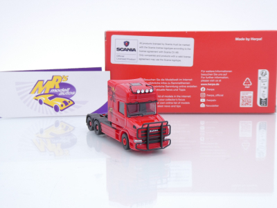Preview: Herpa 319423 # Scania Hauber 04 Topline 6x4 3-achs Zugmaschine " rot " 1:87