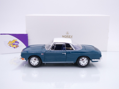 Preview: Norev 188646 # VW Karmann Ghia 1500 US Baujahr 1961 " Sea Blue - White " 1:18