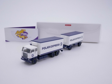 Wiking 0457 04 # Volvo F88 Kofferlastzug weiß-blau " Polar Express " 1:87
