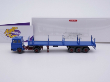 Preview: Wiking 0554 06 # Mercedes Benz 2428 Rungensattelzug " blau-dunkelrot " 1:87
