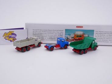 Preview: Wiking 0990 99 # 3er Set Magirus Baubullen " Meilenstein der Geschichte " 1:87