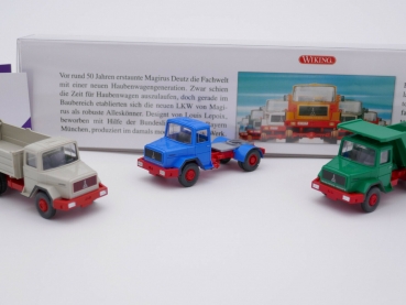 Preview: Wiking 0990 99 # 3er Set Magirus Baubullen " Meilenstein der Geschichte " 1:87