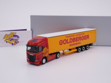 Herpa 945196 # Iveco S-Way Gardinenplanen-Sattelzug " Goldberger Eggenburg " 1:87