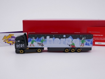Preview: Herpa 314176 # Iveco S-Way Koffer-Sattelzug " Herpa Weihnachtsmodell 2021 " 1:87