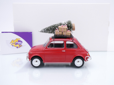 Preview: Norev 187779 # Fiat 500L Kleinwagen offen rot Baujahr 1968 " Weihnachten " 1:18