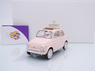 Norev 187774 # Fiat 500L Kleinwagen offen rose Baujahr 1968 " Birthday " 1:18