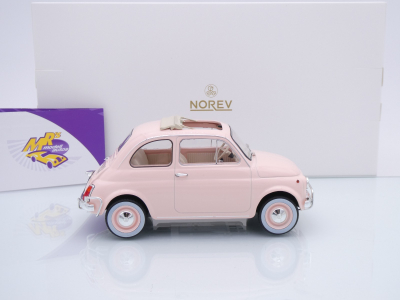 Preview: Norev 187774 # Fiat 500L Kleinwagen offen rose Baujahr 1968 " Birthday " 1:18