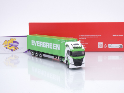 Preview: Herpa 319942 # Iveco S-Way LNG Container-Sattelzug " Rapstrucks Evergreen " 1:87