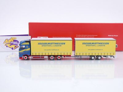 Preview: Herpa 319515 # Volvo FH GL XL Jumboplanen-Hängerzug " Wolfgang Matthiesen Spedition " 1:87
