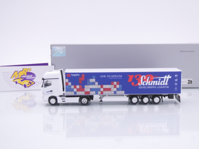 Preview: Herpa 959728 # Mercedes Actros Koffer-Sattelzug " 130 Jahre Schmidt Gevelsberg " 1:87