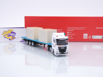 Preview: Herpa 320252 # MAN TGX GM Flachbett-Sattelzug + 10f Koffer " Circus Krone " 1:87