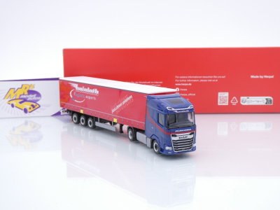 Preview: Herpa 319881 # DAF XG Gardinenplanen-Sattelzug " Heinloth Logistic Expert " 1:87
