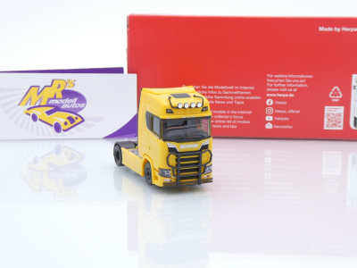 Preview: Herpa 310116-005 # Scania CS20 HD 2-achs Zugmaschine + Lampenbügel " gelb " 1:87
