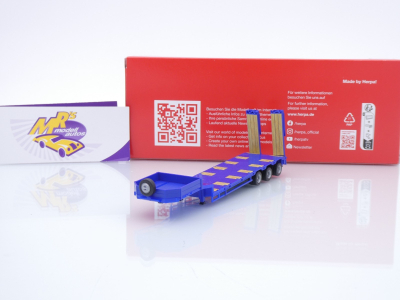 Herpa 076371-010 # Goldhofer Semitieflader 3-achs mit Rampen " blau " 1:87