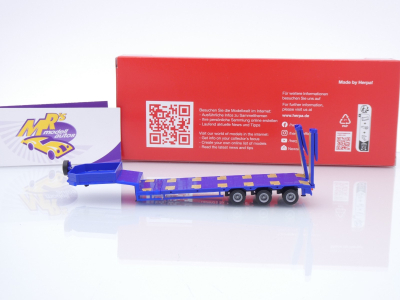 Preview: Herpa 076371-010 # Goldhofer Semitieflader 3-achs mit Rampen " blau " 1:87