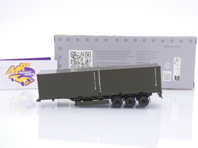 Preview: Herpa 747240 # Container-Auflieger 3-achs + 20ft Container " Bundeswehr " 1:87