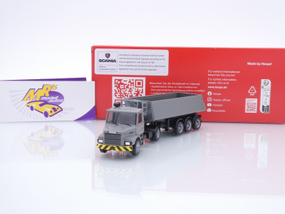 Herpa 319713 # Scania Hauber 2/3-achs Kipp-Sattelzug " hellgrau-gelb " 1:87