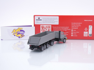 Preview: Herpa 319713 # Scania Hauber 2/3-achs Kipp-Sattelzug " hellgrau-gelb " 1:87