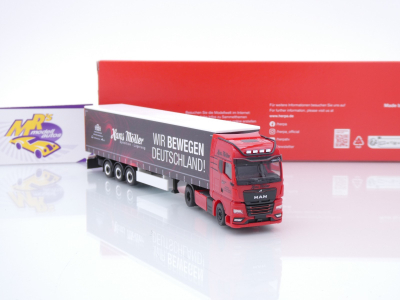 Preview: Herpa 319669 # MAN TGX GX Gardinenplanen-SZ " Hans Möller / Wir bewegen ! " 1:87