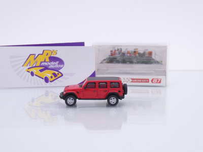 Preview: Micro City / Herpa 87MC000011 # Jeep Wrangler Baujahr 2017 " rot-schwarz " 1:87