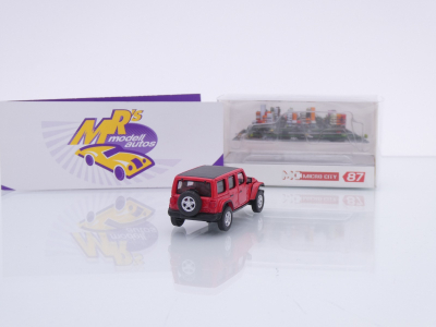 Preview: Micro City / Herpa 87MC000011 # Jeep Wrangler Baujahr 2017 " rot-schwarz " 1:87