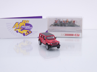 Preview: Micro City / Herpa 87MC000011 # Jeep Wrangler Baujahr 2017 " rot-schwarz " 1:87