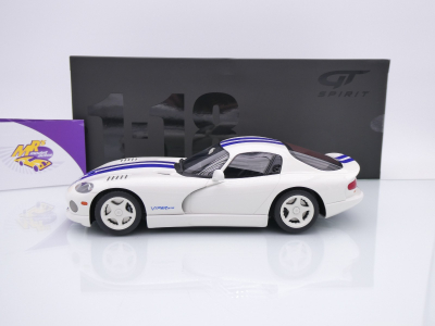 Preview: GT Spirit GT940 # Dodge Viper GTS V10 Coupe Baujahr 1996 " weiß-blau " 1:18