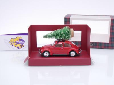 Preview: Norev 841006 # Volkswagen VW Käfer 1300 Baujahr 1973 rot " Christmas Edition " 1:43