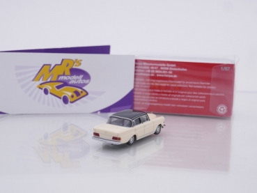 Preview: Herpa 430739-003 # Mercedes-Benz 200 SL Heckflosse Limousine " creme-schwarz " 1:87