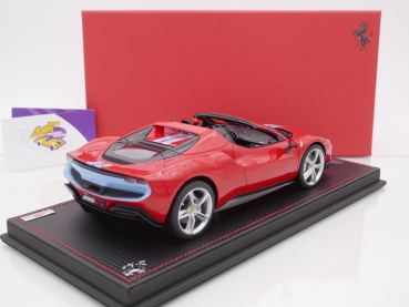 Preview: MR FE037B # Ferrari 296 GTS Baujahr 2022 " Rosso Corsa - Azzuro La Plata " 1:18