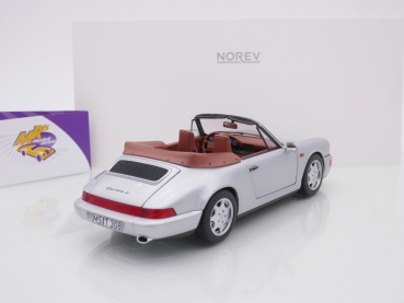 Preview: Norev 187330 # Porsche 911 (964) Carrera 2 Cabriolet Baujahr 1990 " silbermetallic " 1:18
