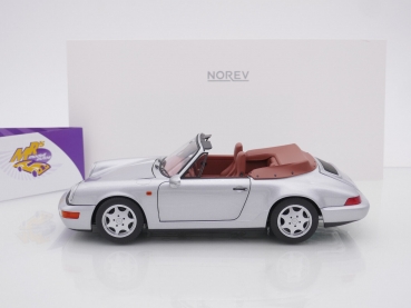 Preview: Norev 187330 # Porsche 911 (964) Carrera 2 Cabriolet Baujahr 1990 " silbermetallic " 1:18