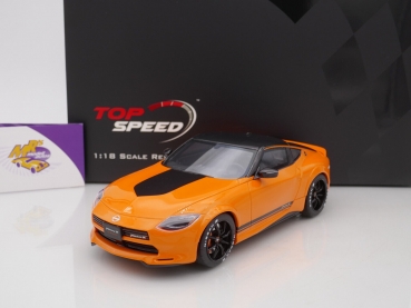 Top Speed TS0406 # Nissan Fairlady Z Customized Prototyp Coupe Baujahr 2023 " orange-schwarz " 1:18