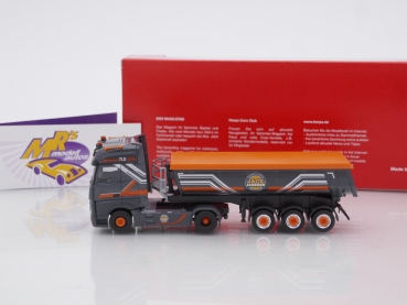 Preview: Herpa 314565 # Mercedes-Benz Actros '18 Gigaspace Rundmulden-Sattelzug " Jack Janssen " 1:87