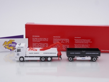 Preview: Herpa 315999 # Scania CR 20 ND Pritschen-Hängerzug " Gebrüder Melmer (Österreich) " 1:87