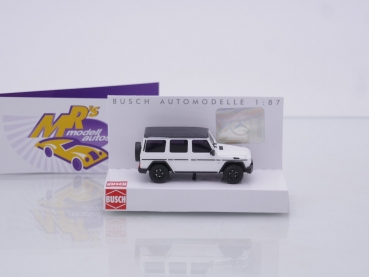 Preview: Busch 51476 # Mercedes-Benz G-Klasse 35 Jahre Edition Baujahr 2015 " weiß-schwarz " 1:87