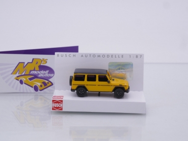 Preview: Busch 51472 # Mercedes-Benz G-Klasse 35 Jahre Edition Baujahr 2015 " gelb-schwarz " 1:87