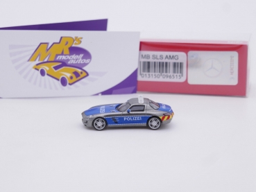 Preview: Herpa 096515 # Mercedes Benz SLS AMG silbermetallic " Polizei Showcar " 1:87