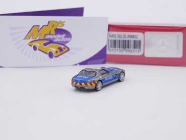 Preview: Herpa 096515 # Mercedes Benz SLS AMG silbermetallic " Polizei Showcar " 1:87
