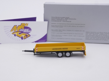 Preview: Herpa 950442 # 2-achs LKW Tiefladeanhänger " Leonard Weiss " 1:87