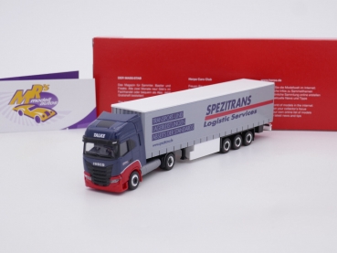 Herpa 315258 # Iveco S-Way LNG Gardinenplanen-Sattelzug " Spezitrans " 1:87