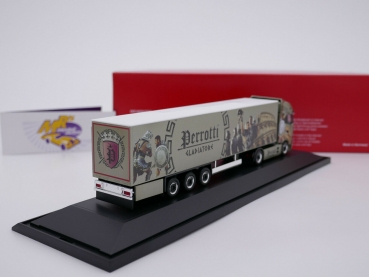 Preview: Herpa 122139 # Iveco S-Way Schubboden-Sattelzug " Perrotti / Gladiatore " 1:87