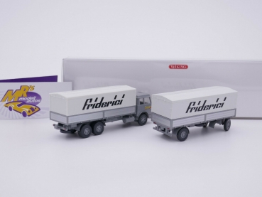 Preview: Wiking 0475 02 # Henschel Pritschenhängerzug grau " Friderici " 1:87