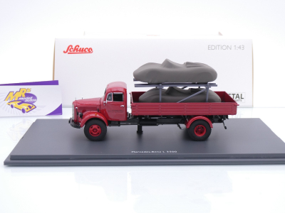 Preview: Schuco 07236 # Mercedes-Benz L 3500 Baujahr 1960 " Porsche Renndienst " mit Ladung 1:43