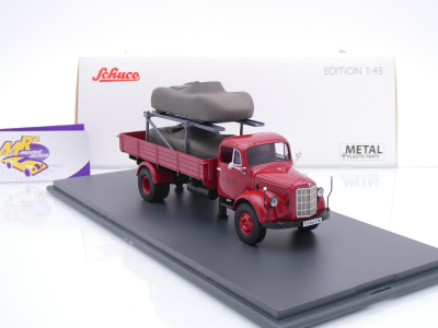 Preview: Schuco 07236 # Mercedes-Benz L 3500 Baujahr 1960 " Porsche Renndienst " mit Ladung 1:43