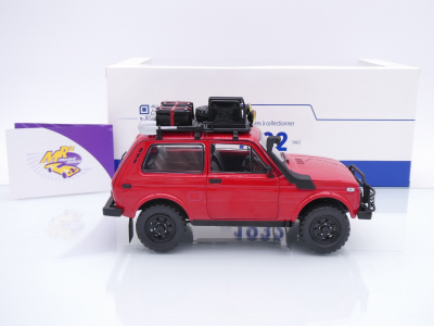 Preview: Solido S1807306 # Lada Niva 1600 4x4 + Dachgepäckträger 1980 " dunkelrot " 1:18