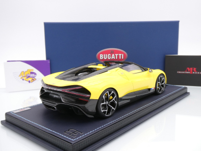 Preview: MR Collection BUG015B # Bugatti W16 Mistral Cabrio Baujahr 2023 " gelbmetallic-carbon ( Yellow Metallic ) " 1:18