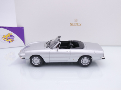 Preview: Norev 187884 # Alfa Romeo 2000 Spider Baujahr 1978 " silbermetallic " 1:18