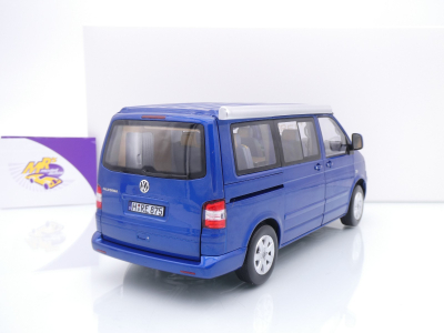 Preview: Norev 188607 # Volkswagen VW T5 Bus Multivan California Baujahr 2003 " blaumetallic " 1:18