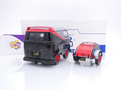 Preview: Solido S1810903 # VW Volkswagen T1 Kool Kombi Sport mit Anhänger " A-Team " 1:18